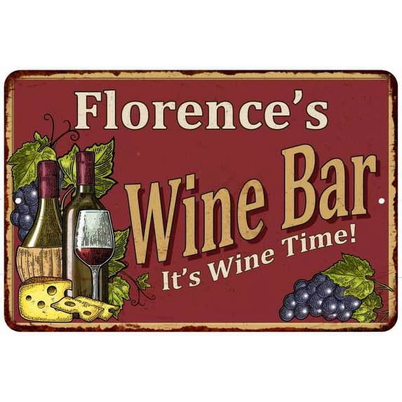 Florence's Red Wine Bar Gift Metal 8x12 Sign Home Decor 108120054108