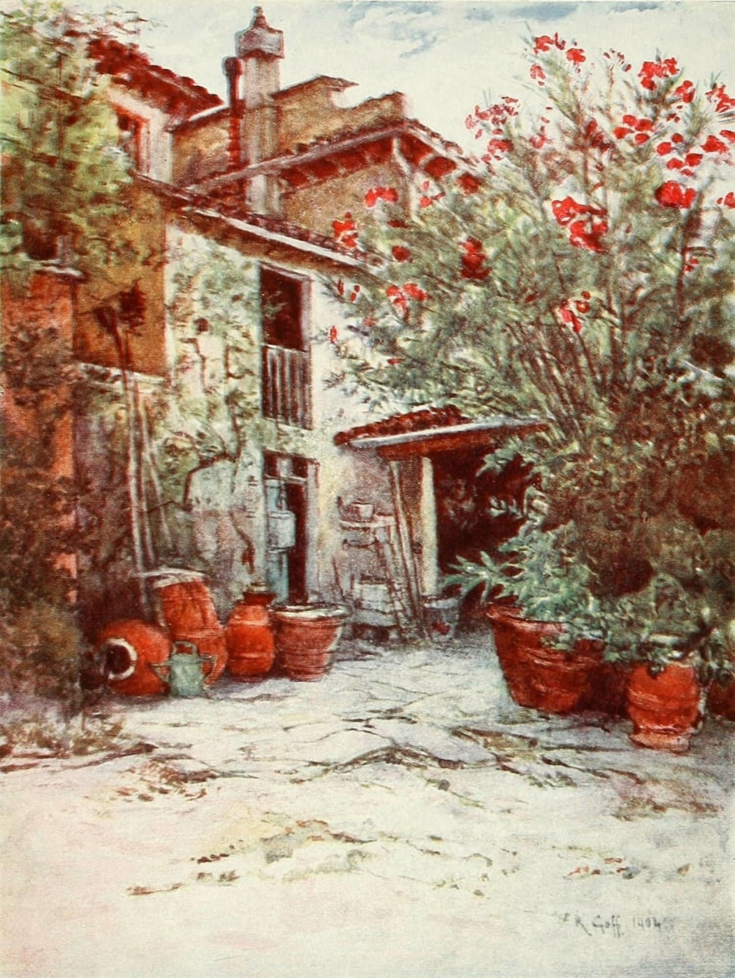 Florence & some Tuscan Cities 1905 A Tuscan farm Canvas Art - RC Goff (24 x 36)