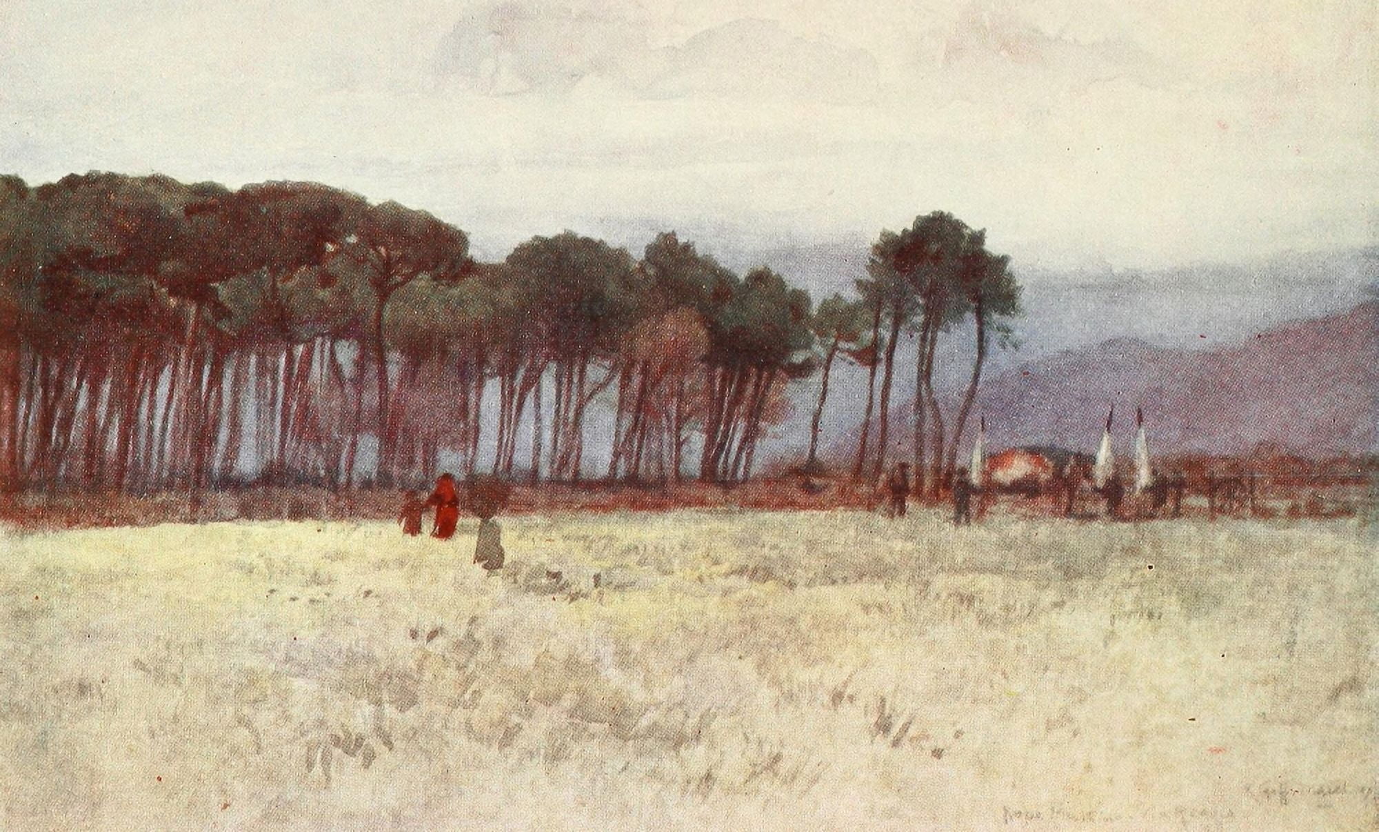 Florence & some Tuscan Cities 1905 Carrera Mountains at Viareggio Canvas Art - RC Goff (24 x 36)