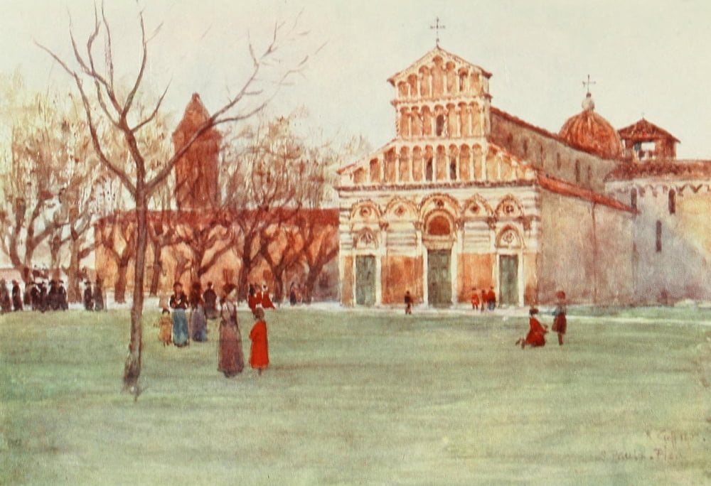 Florence & some Tuscan Cities 1905 Church of San Paolo A Ripa DArno Pisa Canvas Art - RC Goff (24 x 36)