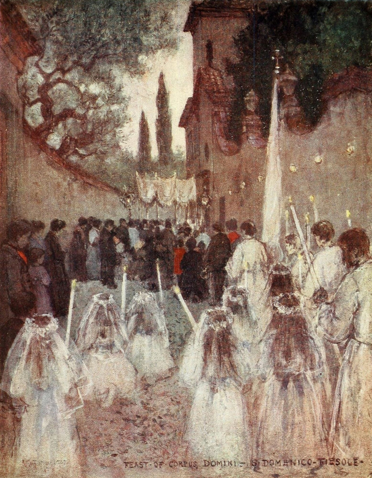 Florence & some Tuscan Cities 1905 Feast of Corpus Christi Canvas Art - RC Goff (18 x 24)