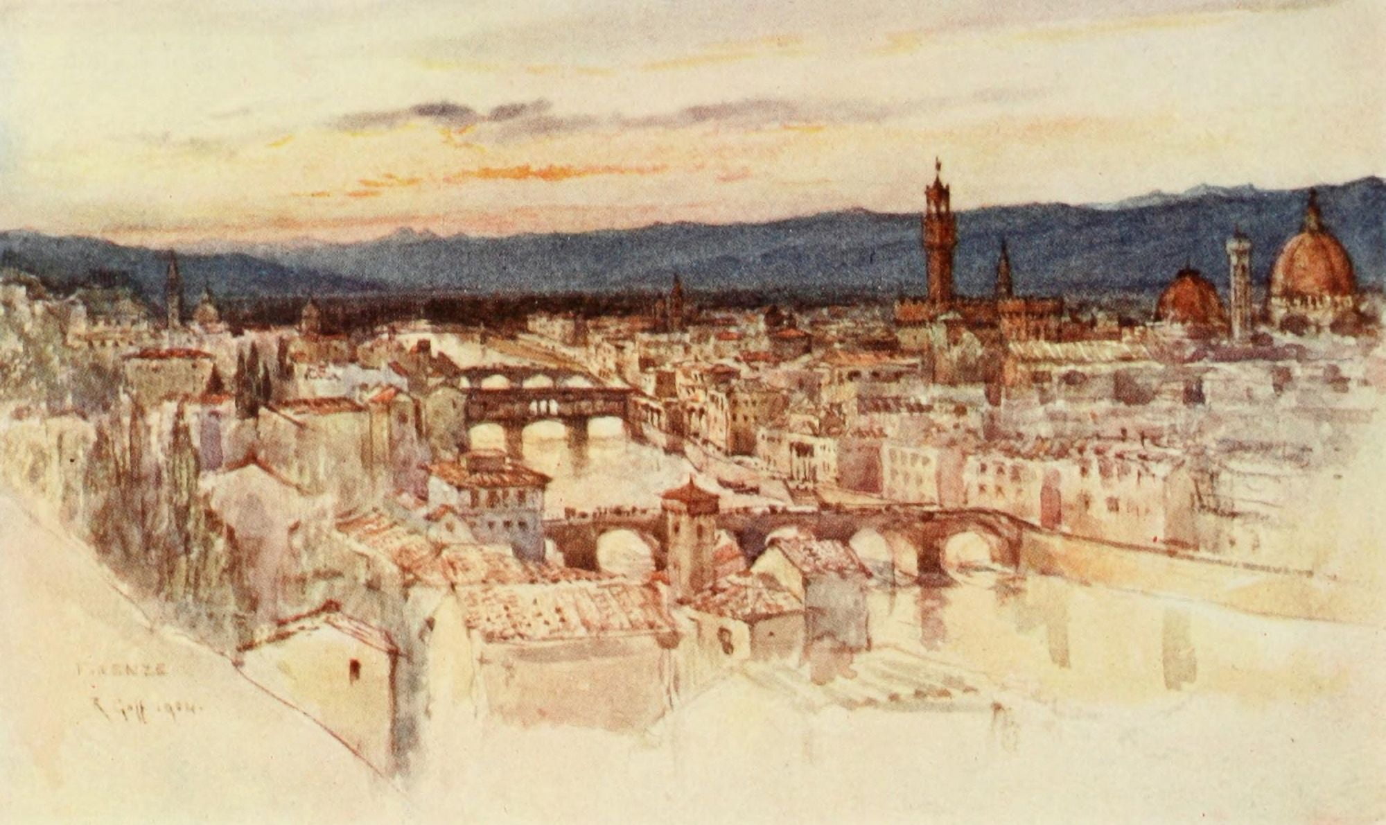 Florence & some Tuscan Cities 1905 Florence Canvas Art - RC Goff (24 x 36)