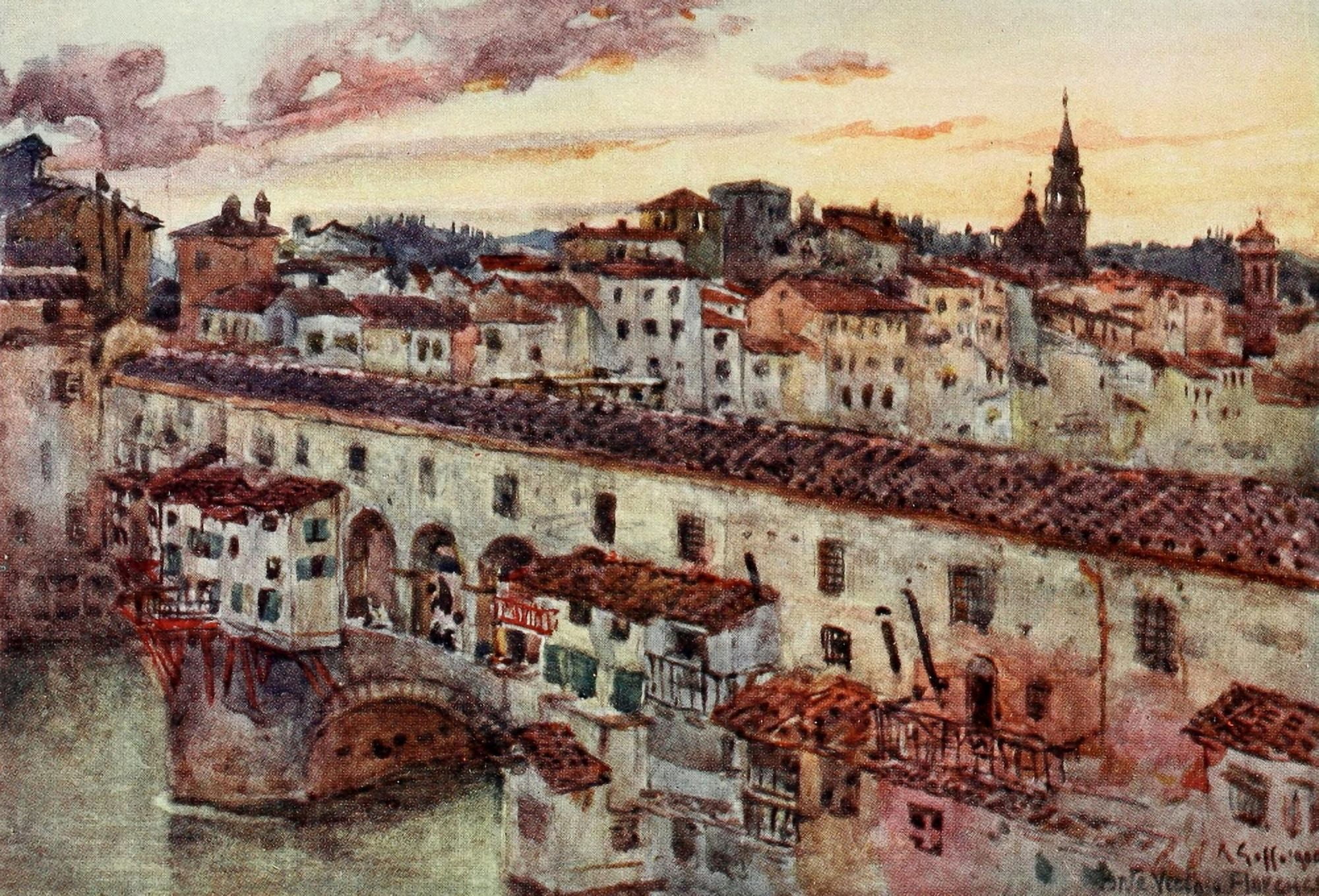Florence & some Tuscan Cities 1905 Florentine roofs Canvas Art - RC Goff (18 x 24)