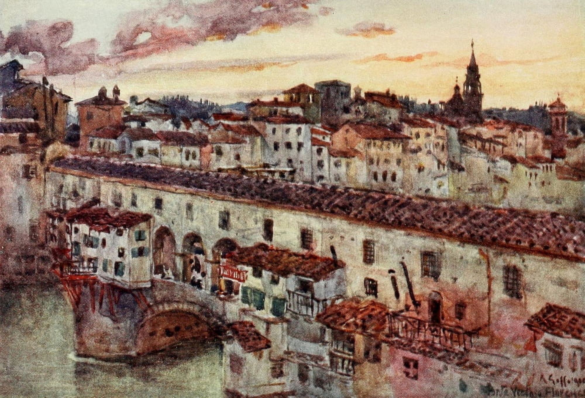 Florence & some Tuscan Cities 1905 Florentine roofs Canvas Art - RC Goff (24 x 36)