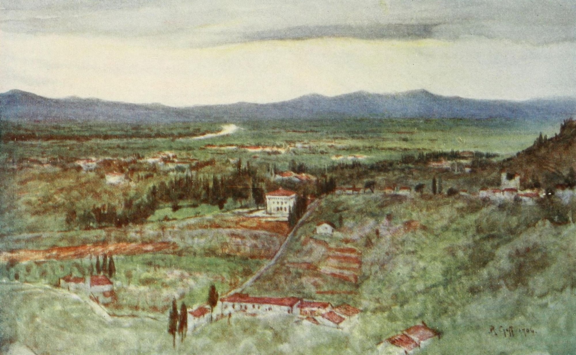 Florence & some Tuscan Cities 1905 Green plains of Tuscany Canvas Art - RC Goff (24 x 36)