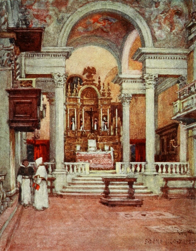 Florence & some Tuscan Cities 1905 Interior of San Domenico di Fiesole Canvas Art - RC Goff (18 x 24)