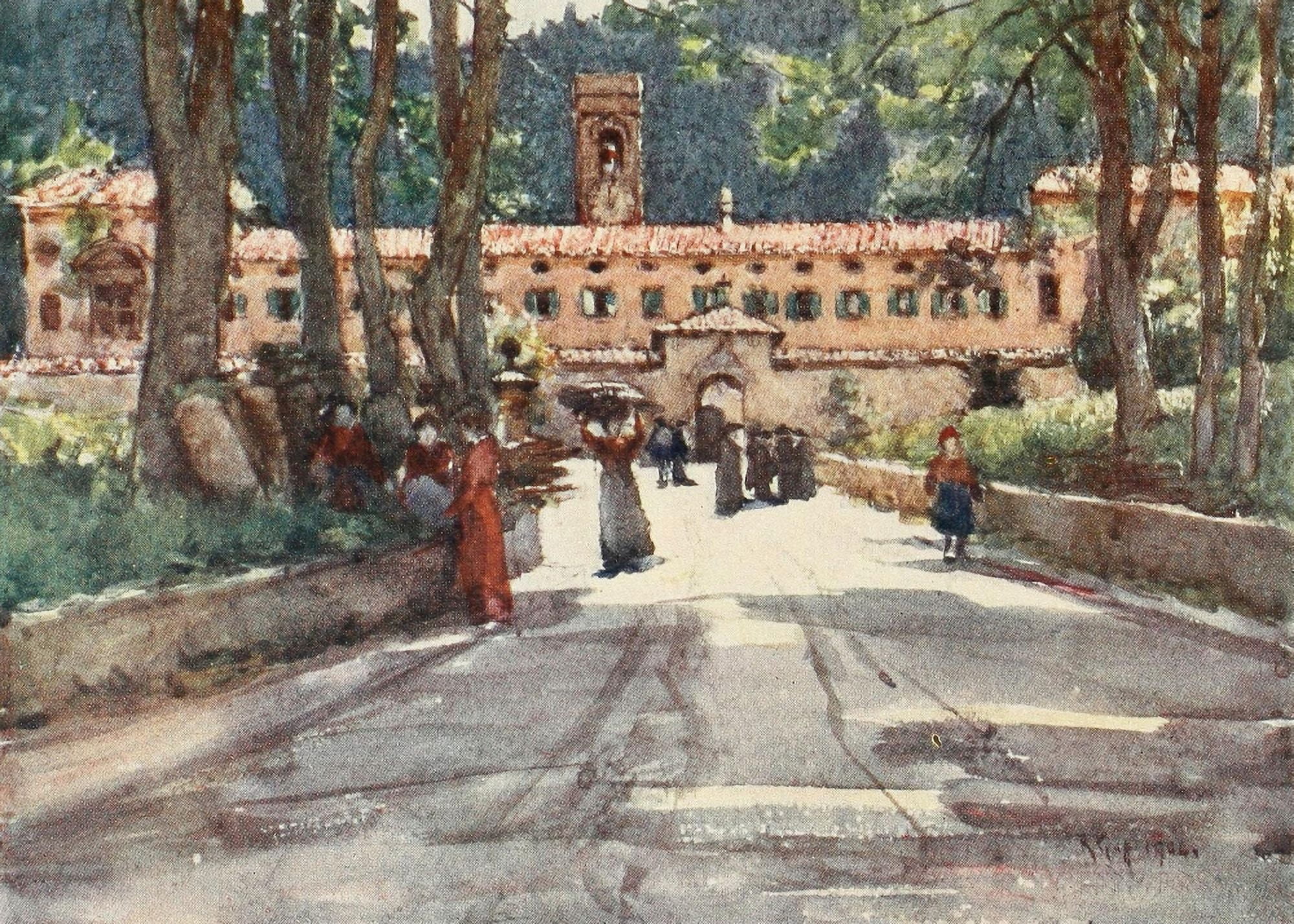 Florence & some Tuscan Cities 1905 Old Monastry at Vallombrosa Canvas Art - RC Goff (18 x 24)