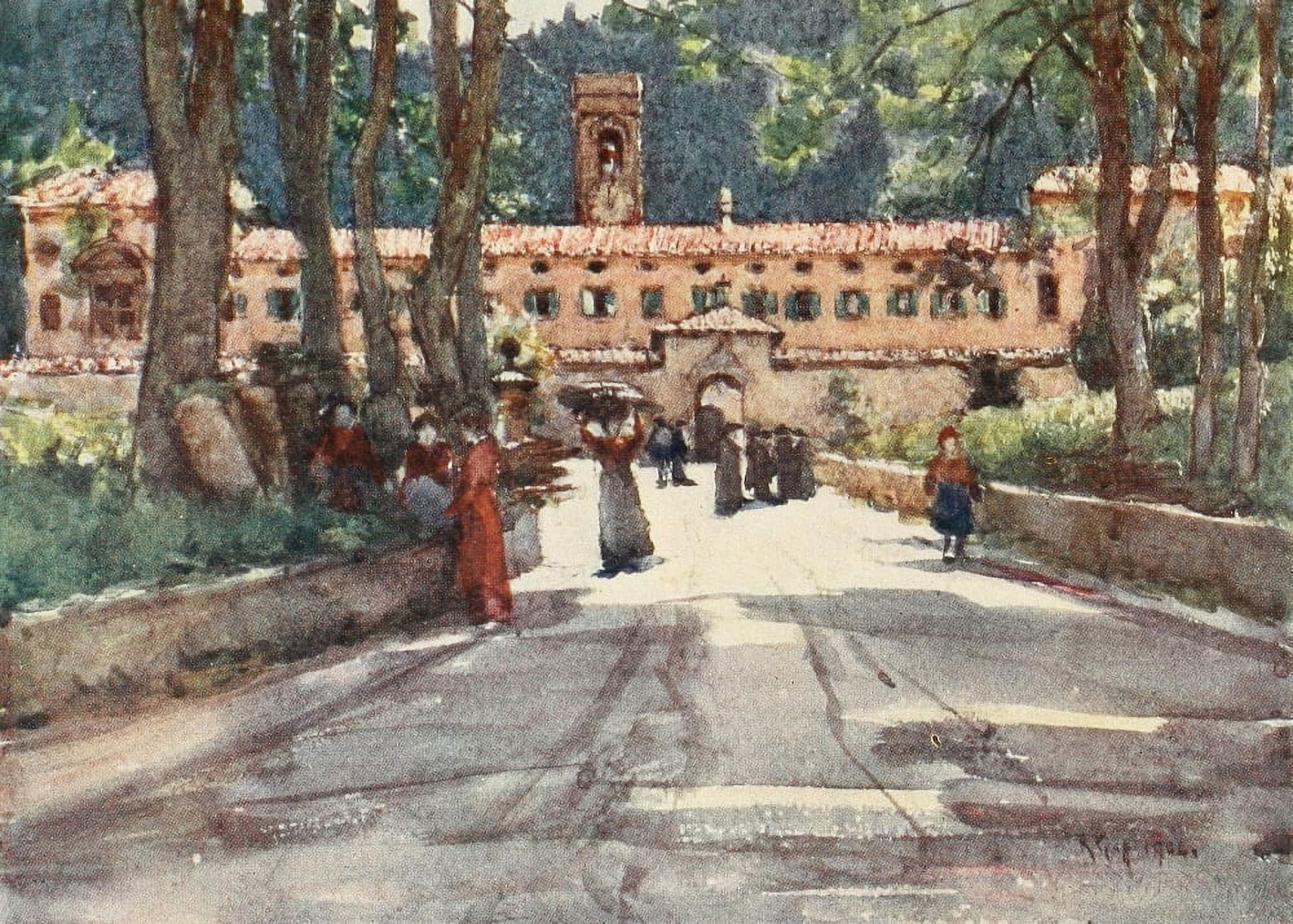Florence & some Tuscan Cities 1905 Old Monastry at Vallombrosa Canvas Art - RC Goff (24 x 36)