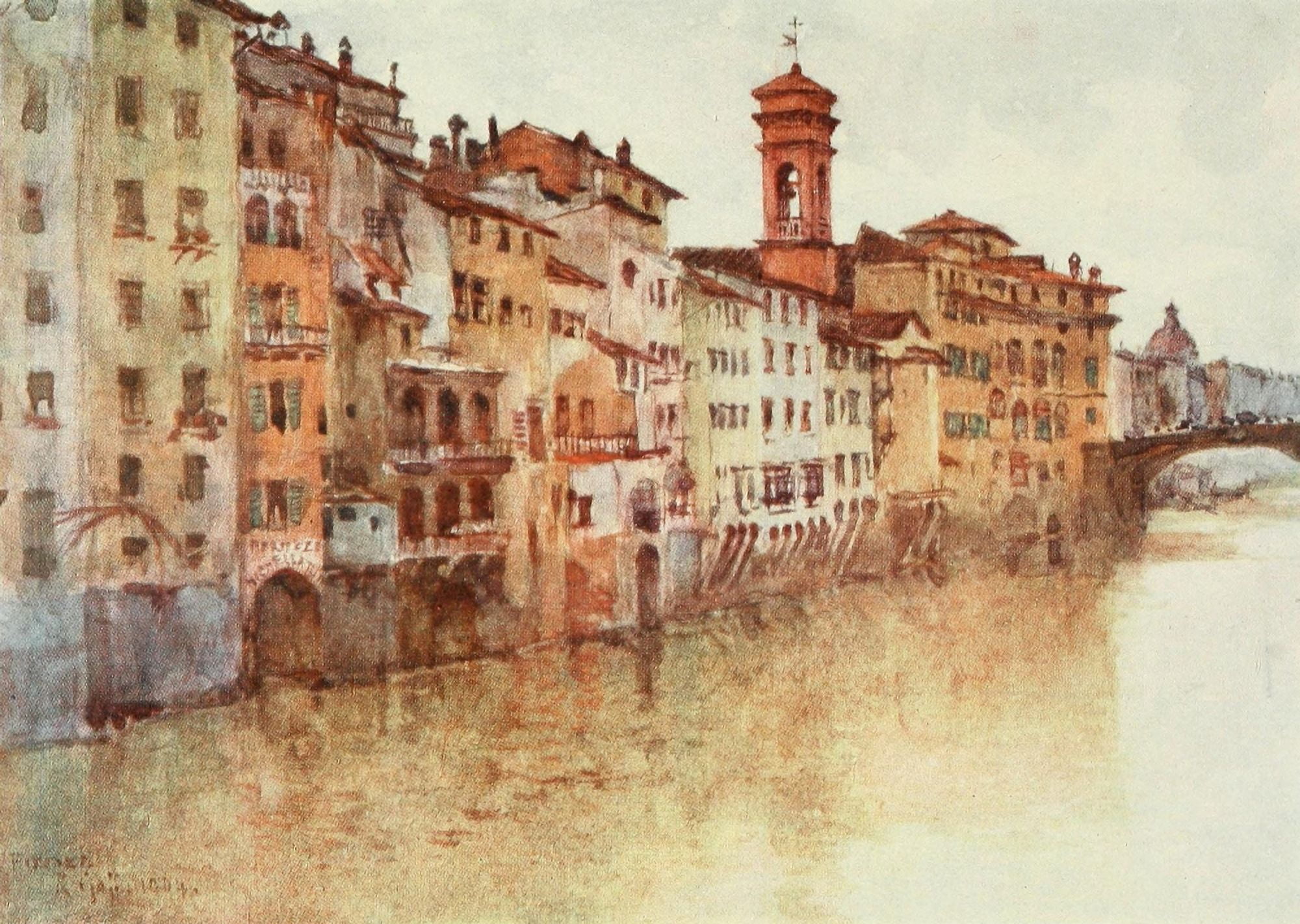 Florence & some Tuscan Cities 1905 Old houses in Borgo S Jacapo Canvas Art - RC Goff (18 x 24)