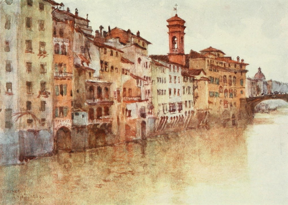 Florence & some Tuscan Cities 1905 Old houses in Borgo S Jacapo Canvas Art - RC Goff (24 x 36)