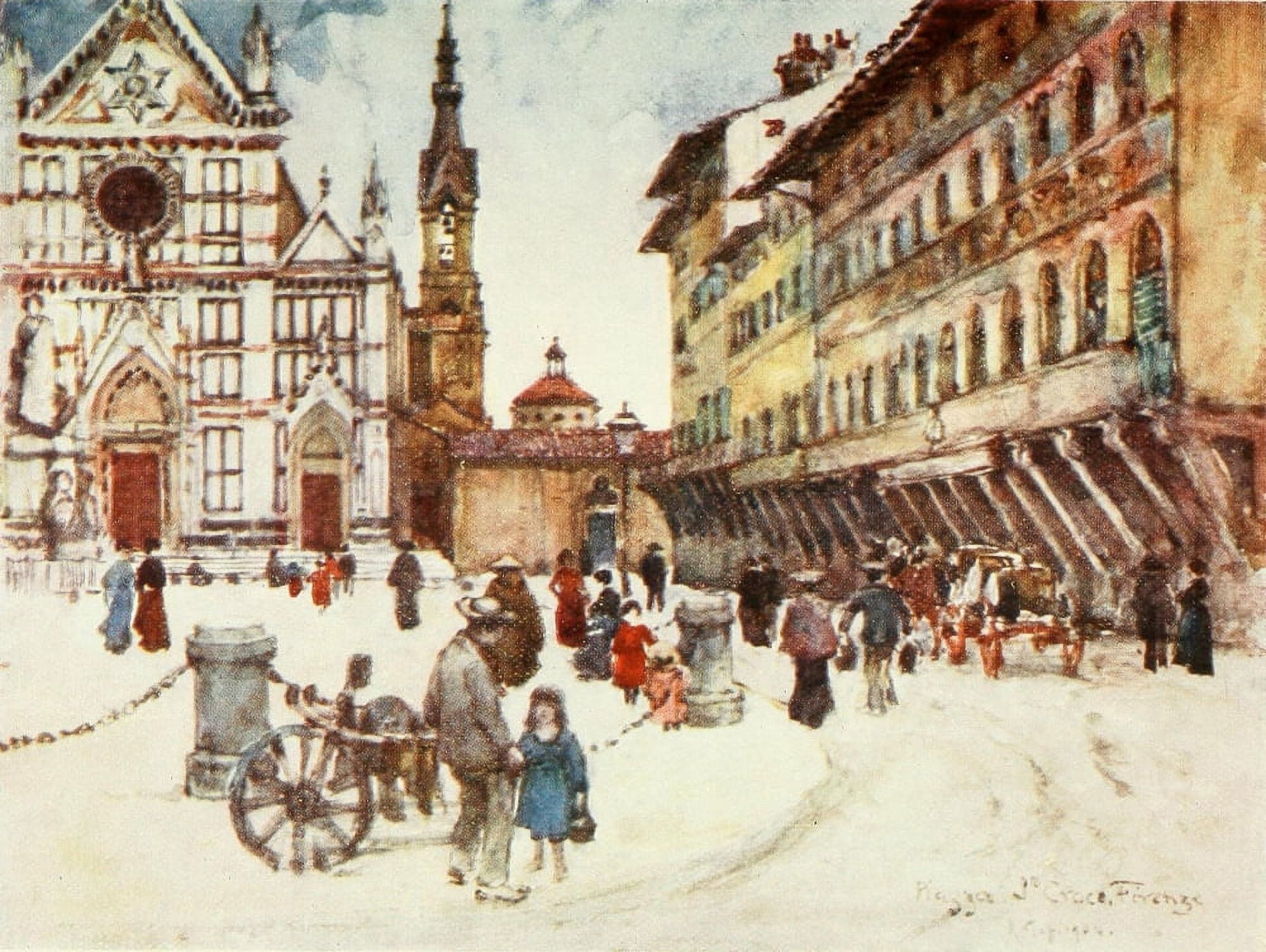 Florence & some Tuscan Cities 1905 Piazza Santa Croce Canvas Art - RC Goff (24 x 36)
