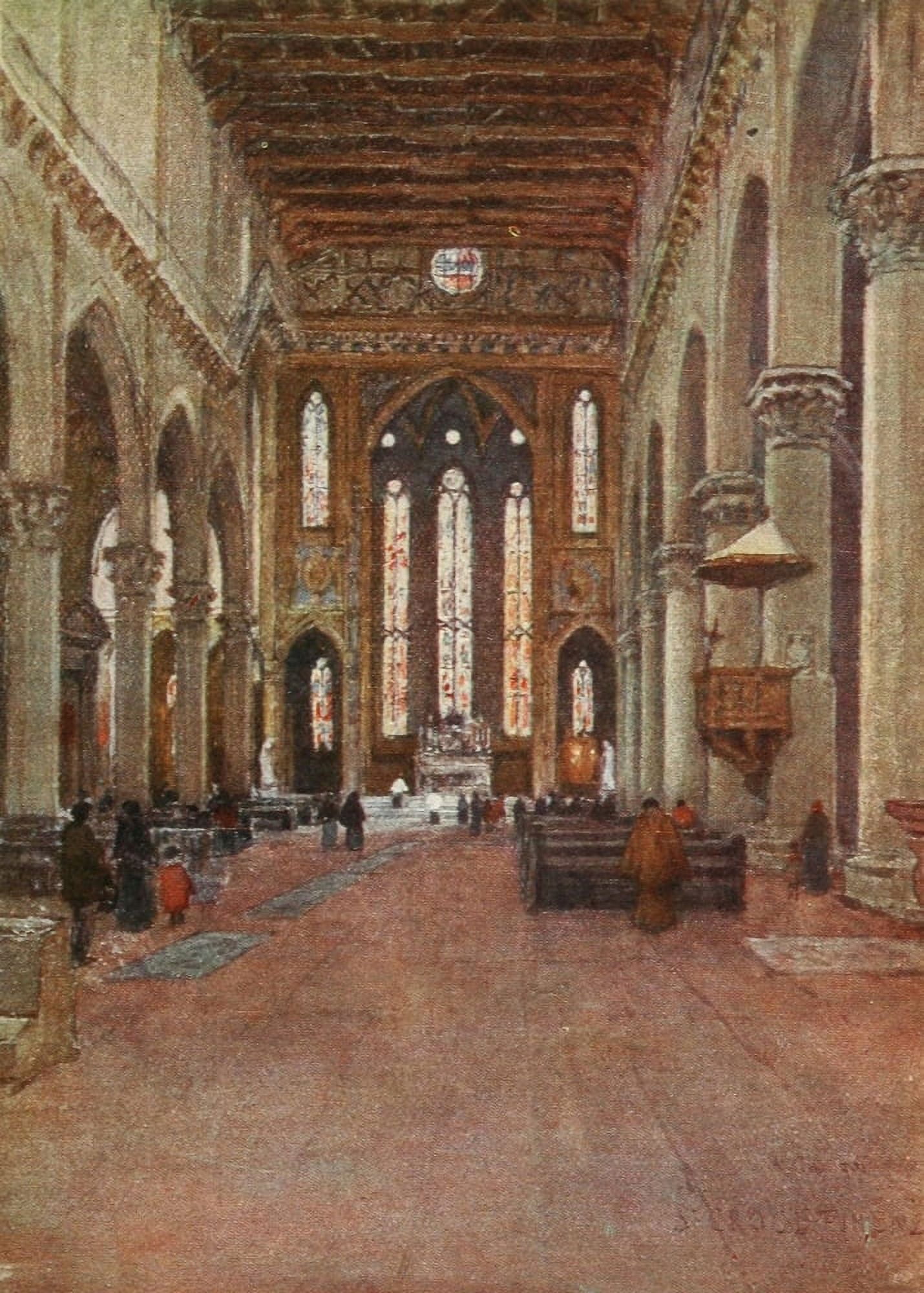 Florence & some Tuscan Cities 1905 Santa Croce Canvas Art - RC Goff (18 x 24)