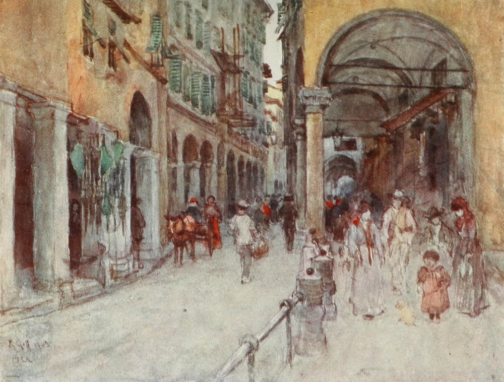 Florence & some Tuscan Cities 1905 Street study in Pisa Canvas Art - RC Goff (24 x 36)