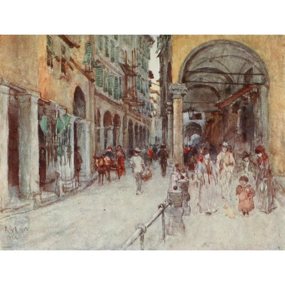 Florence & some Tuscan Cities 1905 Street study in Pisa Canvas Art - RC Goff (24 x 36)