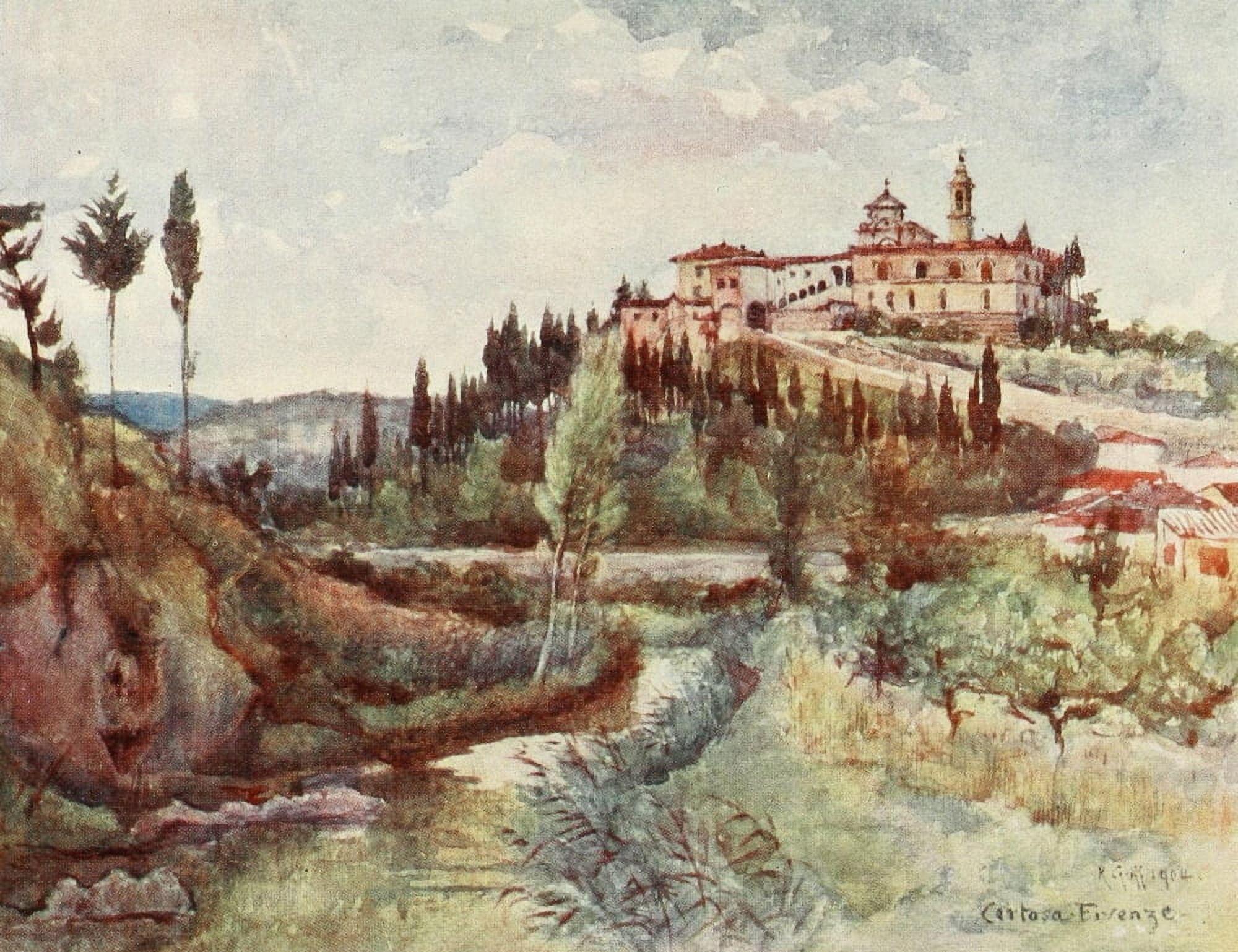 Florence & some Tuscan Cities 1905 The Cistercian Convent Canvas Art - RC Goff (24 x 36)