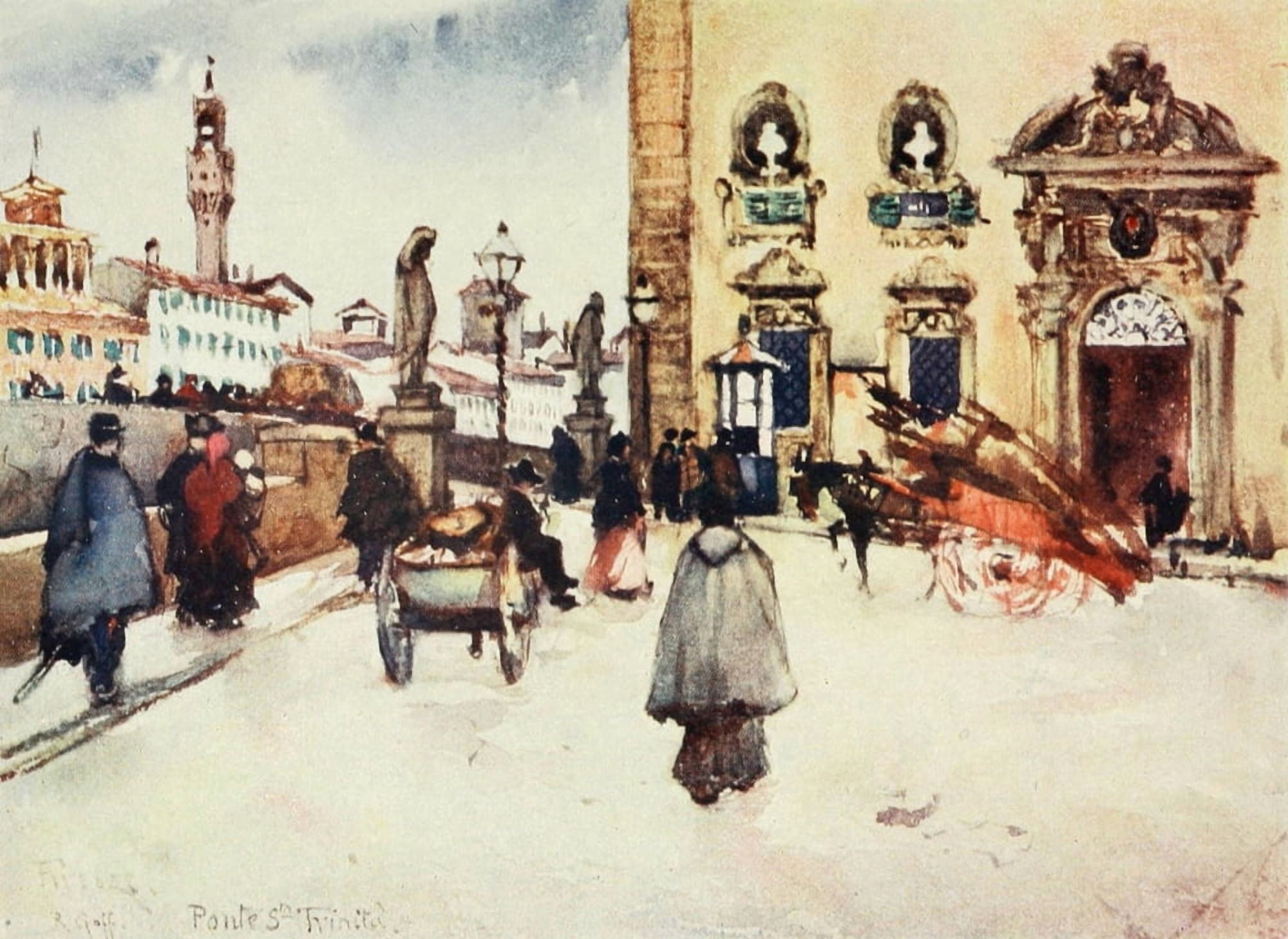 Florence & some Tuscan Cities 1905 The Frescobalde Palace Canvas Art - RC Goff (18 x 24)