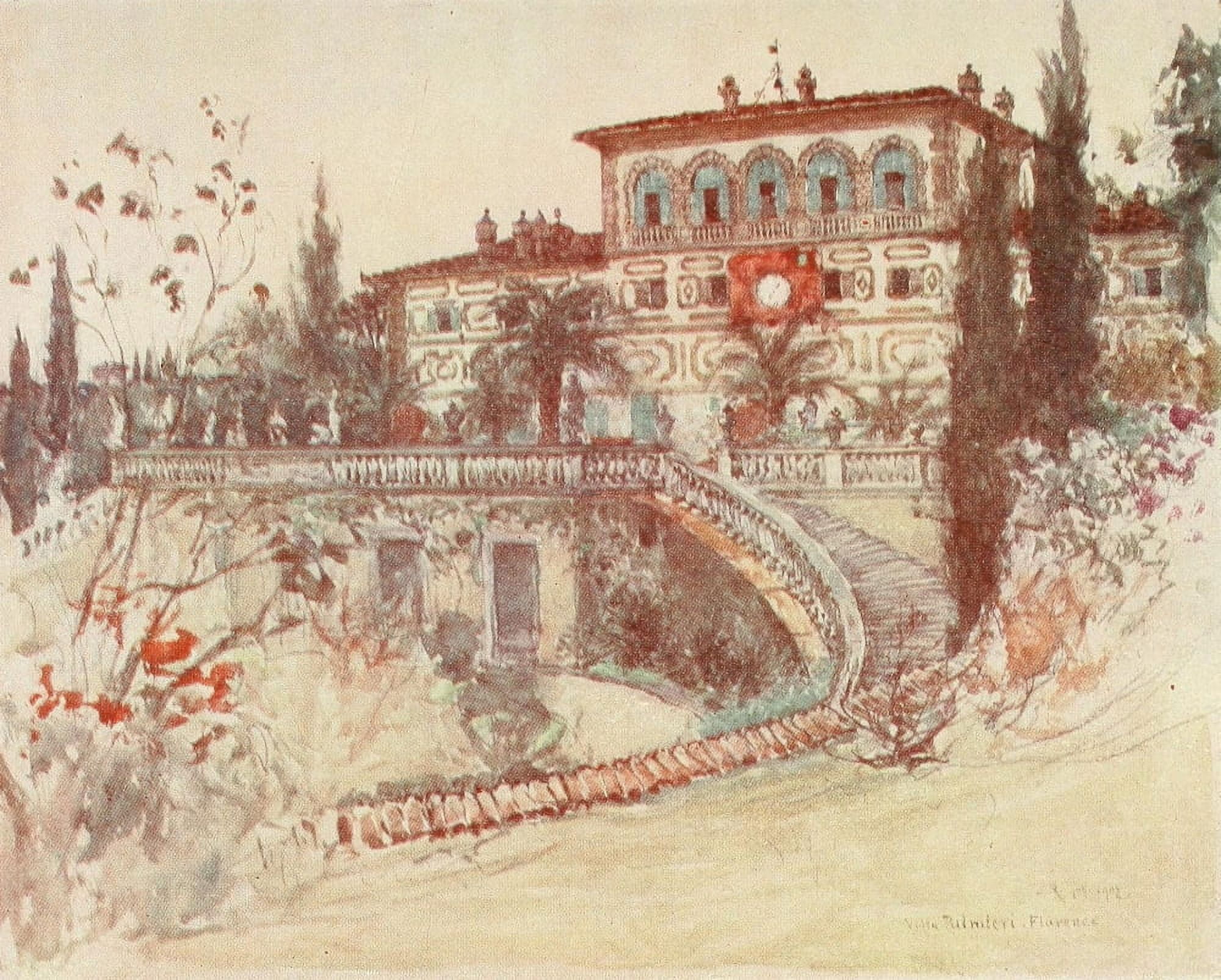 Florence & some Tuscan Cities 1905 The Villa Palmieri Canvas Art - RC Goff (24 x 36)