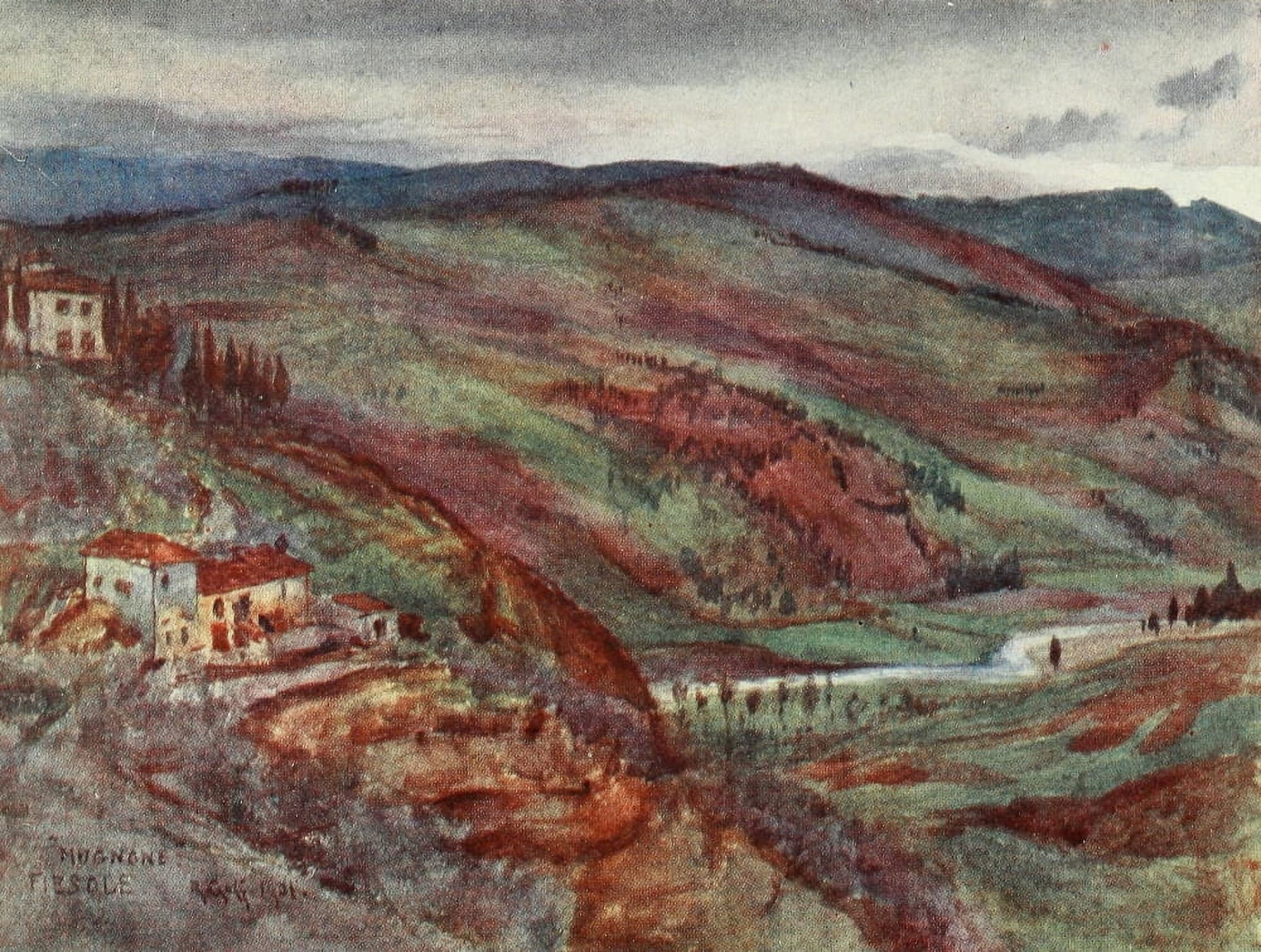 Florence & some Tuscan Cities 1905 Valley of the Mugnone looking North Canvas Art - RC Goff (18 x 24)