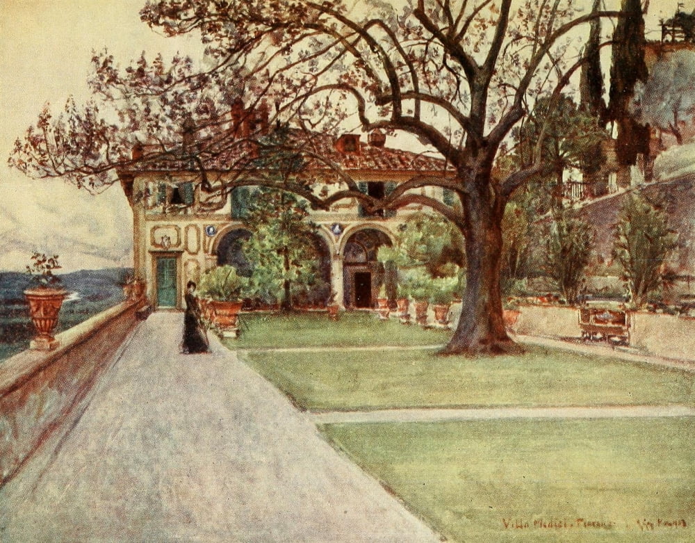 Florence & some Tuscan Cities 1905 Villa Medici at Fiesole Canvas Art - RC Goff (24 x 36)