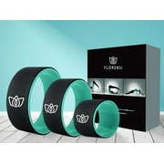 Florensi | Yoga Wheel Set | Large, Medium & Small Circle | Cushioned & Durable Back Rollers for Muscle Relaxation, Stretching, Pain Relief, Support | Black & Teal, Variety Size Pack of 3