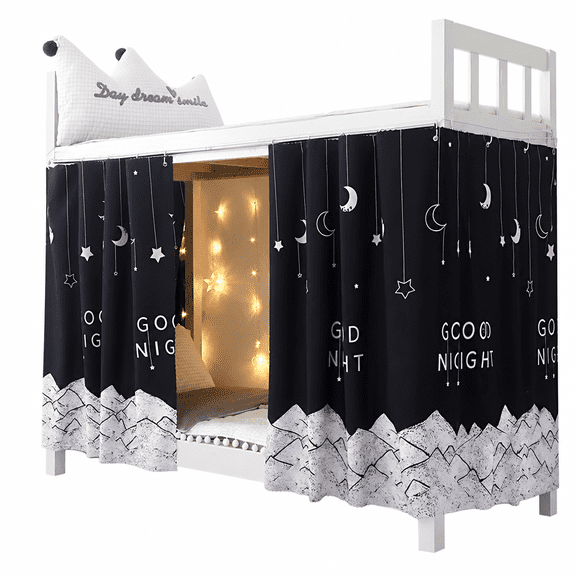 Florenta 2 Pieces Upper/Bottom Bunk Bed Curtains Dorm Home Blackout Privacy Bed Cloth Curtain Shading Breathable Dustproof Bed Canopy with Rope and Buckles for Kids Teen Loft Bed Single Sleeper