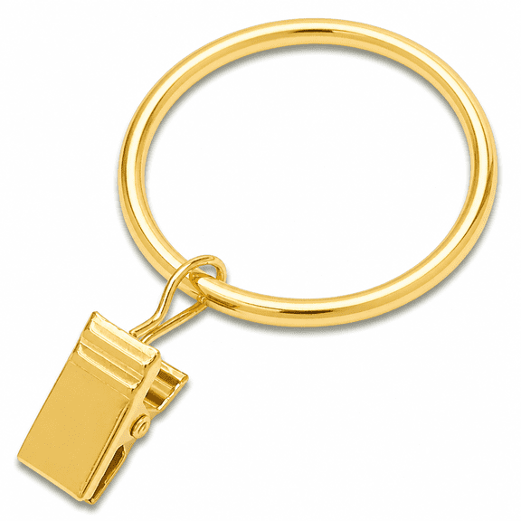 Florenta 20 Pack Gold Curtain Rings with Clips,Curtain Hooks Hangers Clip Rings for Hanging Drapes Bows Hat,Drapery Rings 1.77 in I D,Fits up to 1.5 in Diameter Curtain Rod.