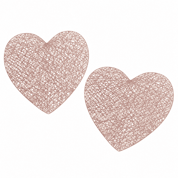 Florenta 2Pcs/Set Love Heart Placemats Valentines Day Table Decorations for Wedding Romantic Night Anniversary Party PVC Table Cup Mats - 15"