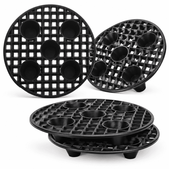 Florenta 4 Pcs Plant Level Pot Elevator,Heavy Duty Plant Stand,Black Round Plant Flower Pot Holder Plastic Plant Risers for Indoor Outdoor Garden Deck Floor Protector (4 Pieces (20 cm / 8 Inch))