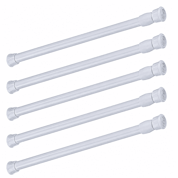 Florenta 4Pack Tension Curtain Rod Cupboard Bars Extendable 21.6-35.4" White Spring Tension Rods
