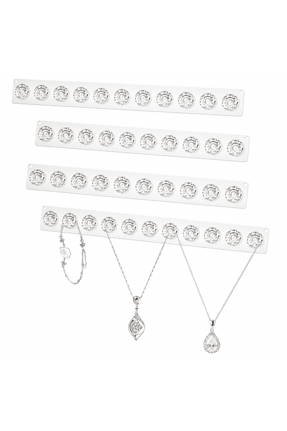 Acrylic Necklace Holder Set of 2, Wall Mounted Jewelry Organizer Hanging with 12 Diamond Shape Hooks, Clear Necklace Hangers for Necklace, Bracelet