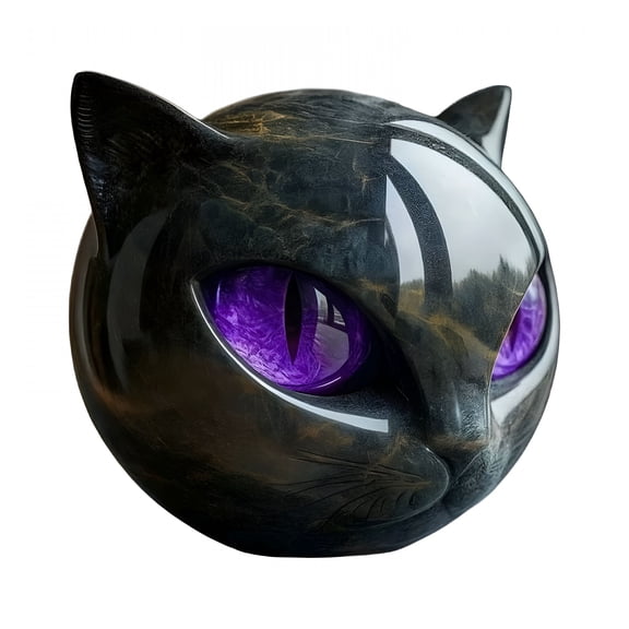Florenta Black Cat Stone Cat Head Sculpture Marble Texture Healing Stones Black Cat Statue Keepsake Gift for Cat Lovers Purple A5