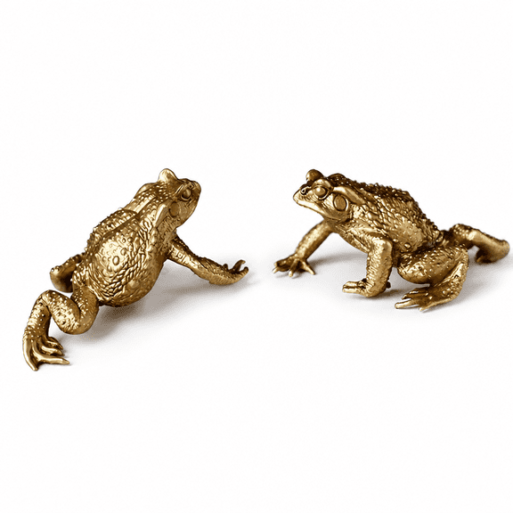 Florenta Brass Toad Figurine Lucky Animal Frog Figure Model Statue Sculpture Toy Desktop Feng Shui Decoration Ornament Festival Gift