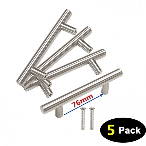 Florenta Cabinet Pulls - 5 Pack Brushed Nickel Stainless Steel Kitchen Cabinet Drawer Handles,Hole Center: 3",Overall Length: 4.96"
