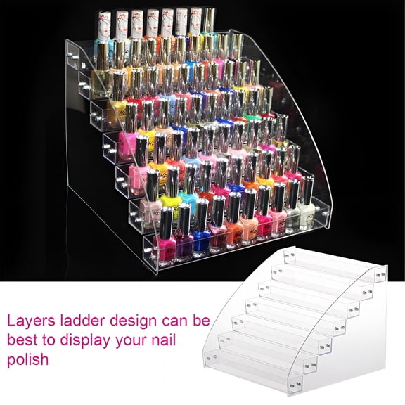Florenta Clear Acrylic Beauty Makeup Nail Polish Storage Organizer Rack Display Holder (Two Layers)