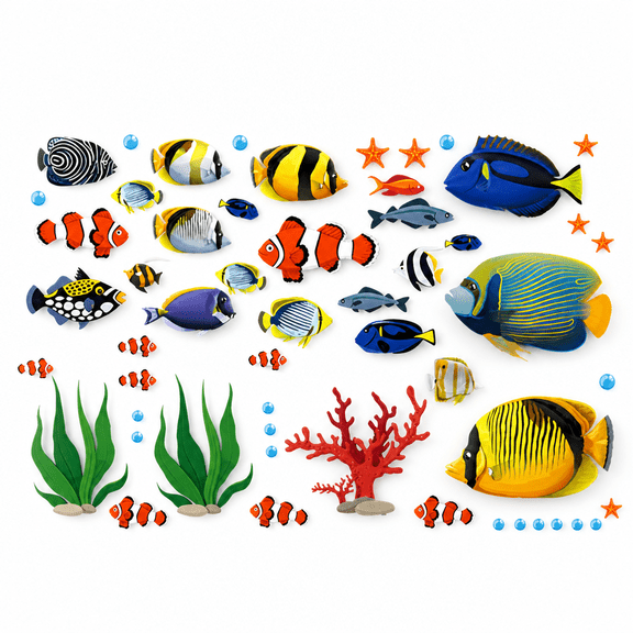 Florenta Fish Wall Stickers for Kids and Toddlers Ocean Themed Under The Sea Wall Decals for Bathroom Bedroom Bathtub Childrens Classroom