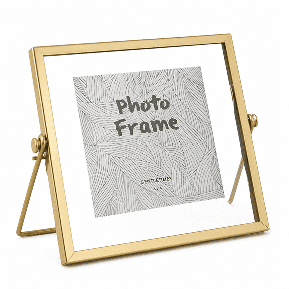 Florenta Glass Pressed Flower Frame Handmade, Floating Picture Frames for Pressed Flowers, Tabletop Artwork Photo Frames, Brass Desk Picture Frame for Home Office Plant Specimen, Black