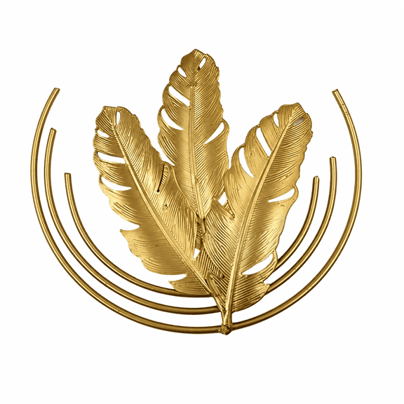 Florenta Gold Wall Decor,9.1" Iron Wall Sculptures,Metal Wall Art,Gold Leaf Decor for Living Room,Office,Bedroom Decoration,Gold,7 Shapes