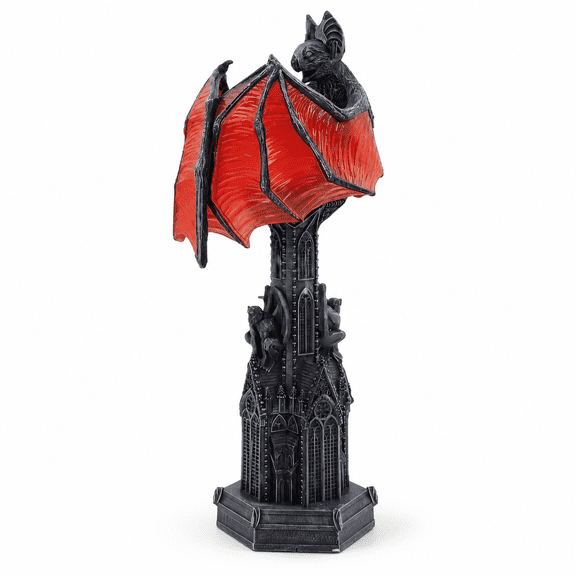 Florenta Gothic Wings of Night Lamp - Bat Wing Halloween Light with Eerie Red Glow, Vampire Cathedral Base Table Lamp for Spooky Rooms