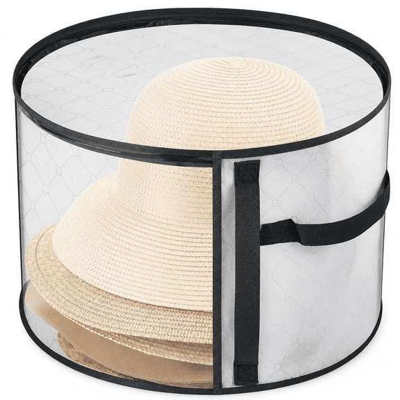 Florenta Oversized Clear Hat Box Storage for 7 Caps, Portable Cowboy Hat Box with Zipper for Women Men Travel, Hat Case Hat Organizer (Gray, 16.5" * 10.5")
