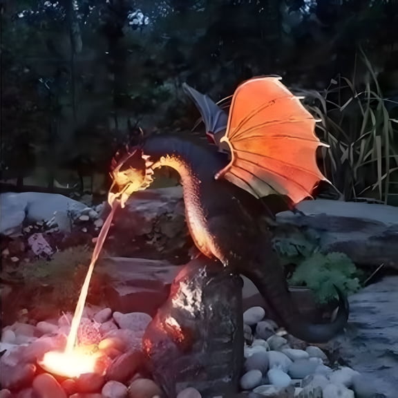 Florenta Precision Casting Fire-breathing Dragon Sculpture Waterscape