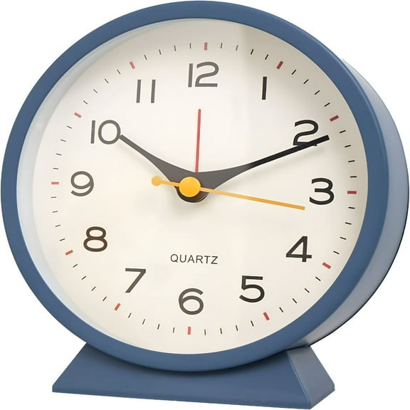 Florenta Tabletop Alarm Clock with Quartz Movement and Silent Sweep Second Hand Analog Alarm Clock