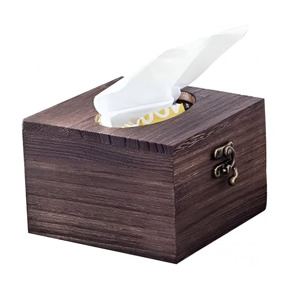 Florenta Tissue Box Cover, Modern Paper Facial Tissue Box Holder Square Tissue Box Covers Wood, Decorative Tissue Box Walnut Tissue Box Holders