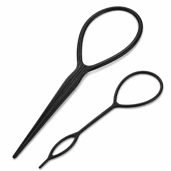 Florenta Topsy Tail Hair Tool, Hair Loop Tool for Braiding Hair, French Braid Tool, Hair Braiding Tools for Styling, Black 2Pcs