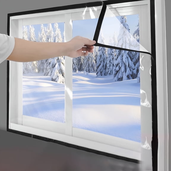 Florenta Winter Window Windproof Curtains,Thickened Transparent Coldproof Frostproof Film for Doors&Windows,Clear