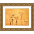 thumbnail image 1 of Florenti, Isa 14x11 Gold Ornate Wood Framed with Double Matting Museum Art Print Titled - Calla on yellow, 1 of 4