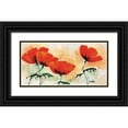 thumbnail image 1 of Florenti, Isa 18x11 Black Ornate Wood Framed with Double Matting Museum Art Print Titled - Poppies on ricepaper I, 1 of 4