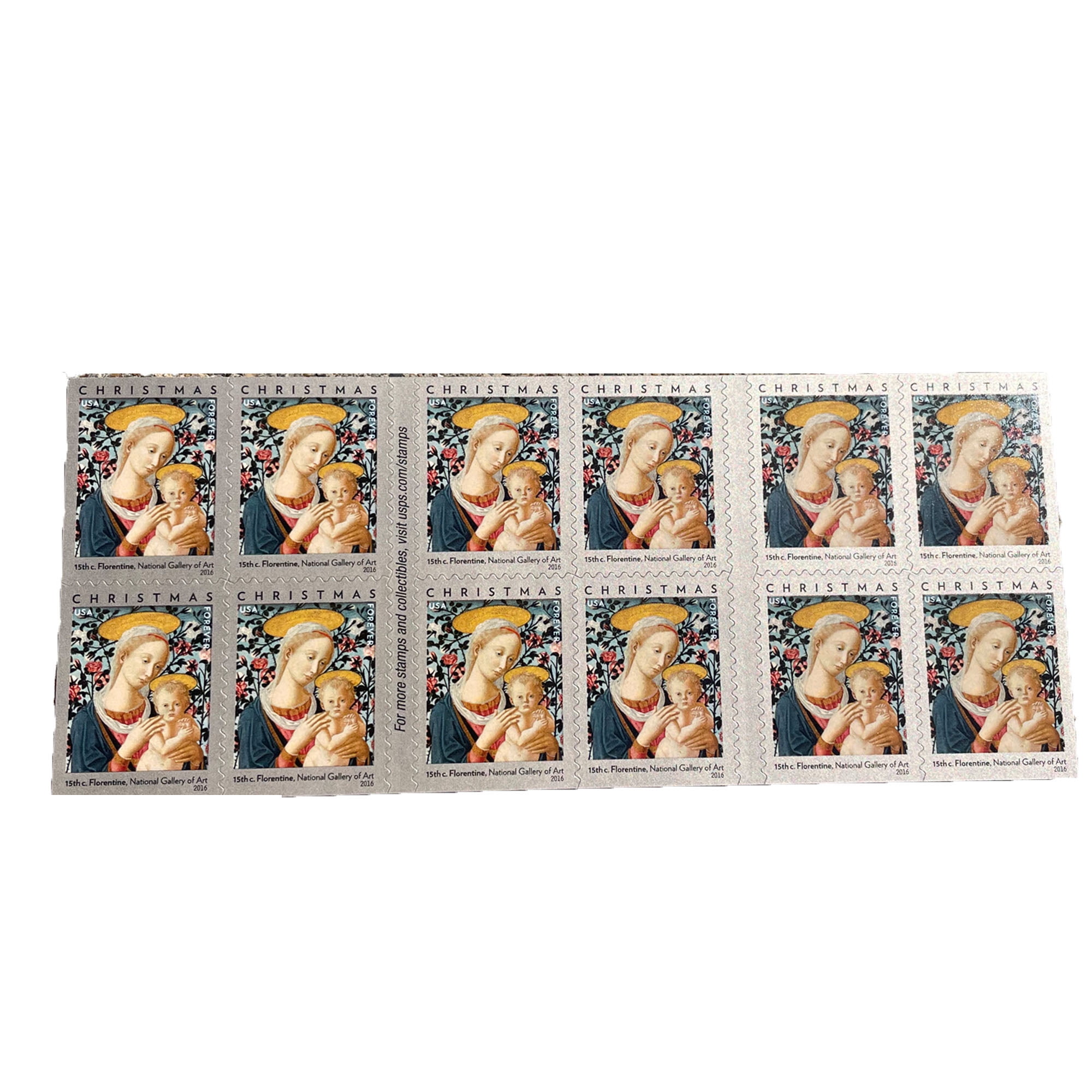 10 Vintage Unused Christmas Tree Stamps / Christmas Tree Holiday USPS  Postage / 25 Cents US 