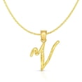 thumbnail image 1 of Floreo 10K Yellow Gold Cursive Letter Charm Pendant A-Z Personalized Script Alphabet Initial Name with optional 18 Inch Necklace, 1 of 5