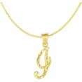 thumbnail image 1 of Floreo 10K Yellow Gold Cursive Letter Charm Pendant A-Z Personalized Script Alphabet Initial Name with optional 18 Inch Necklace, 1 of 3