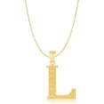 thumbnail image 1 of Floreo 10k Yellow Gold 1" Extra Large Textured Block Letter Initial A-Z Alphabet Charm Pendant with Optional Chain Necklace, 1 of 6